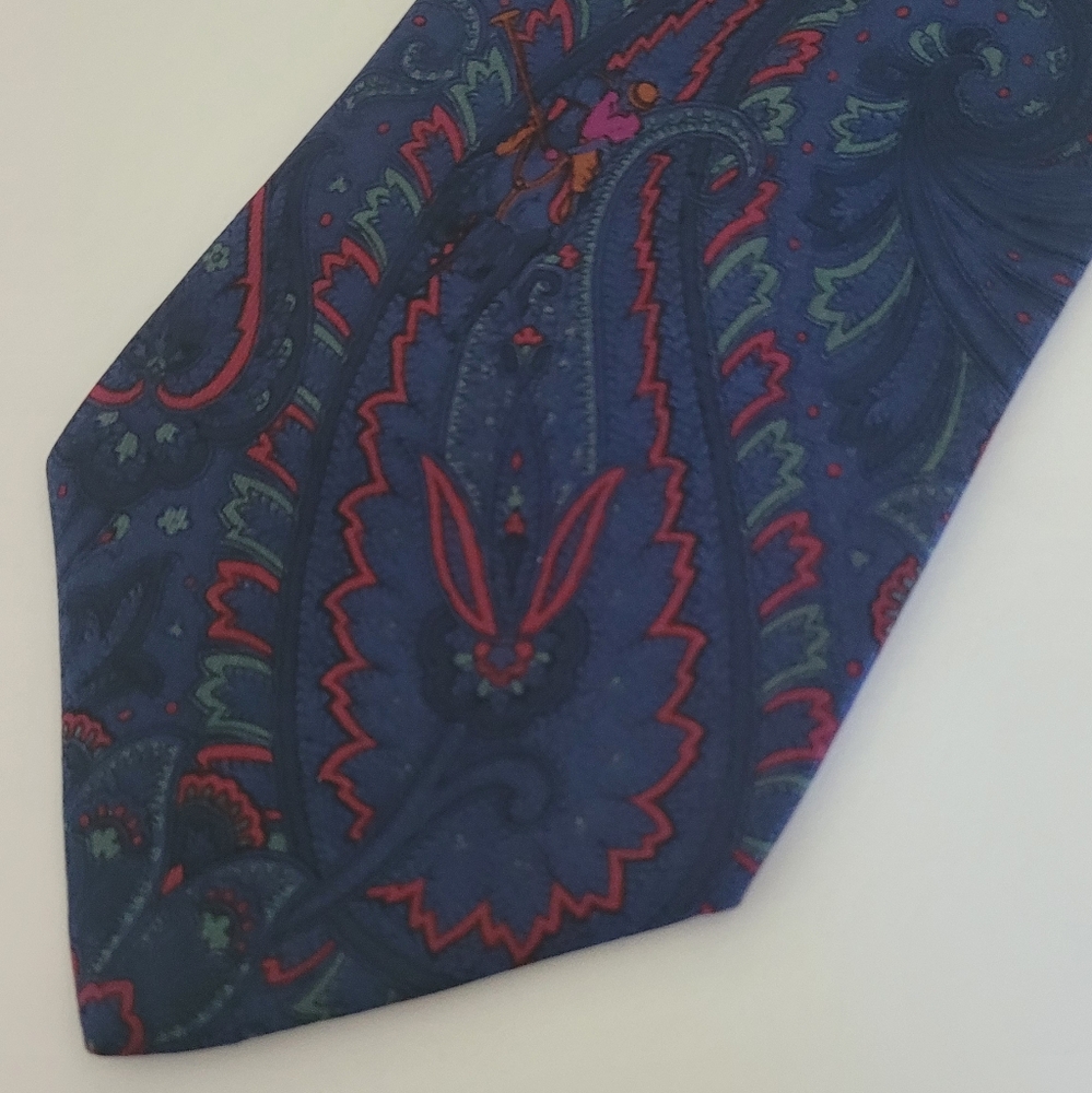 Milano Blue and Red Silk Tie Elegant Accessories